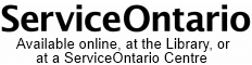 Service Ontario available online, at the Library or at a ServiceOntario Centre