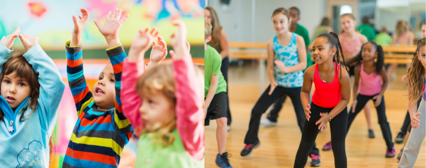 kids dancing in a gym