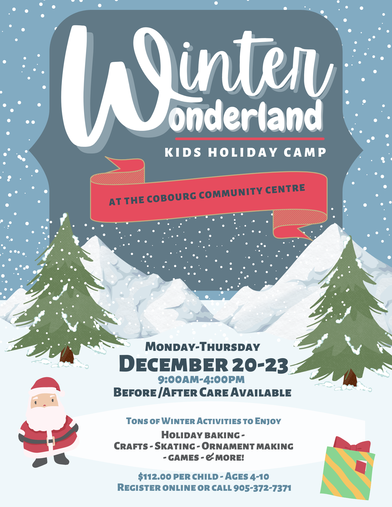 Winter wonderland kids holiday camp flyer 