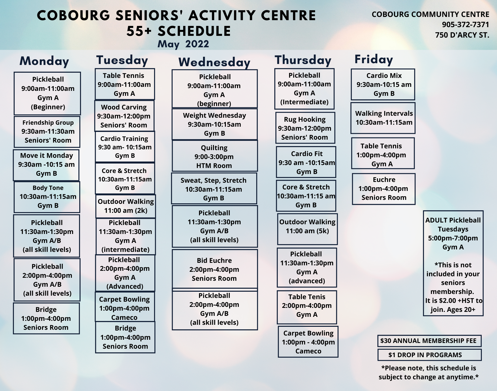 MAy seniors schedule.
