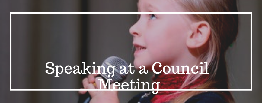 speaking at a council meeting